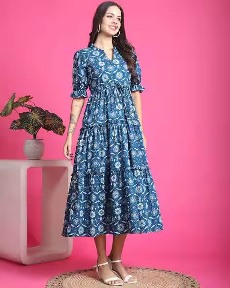 Revangi Women Floral Print Fit & Flared Dress AJIO sale