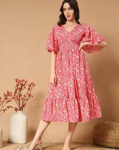 LEIA Women Floral A-Line Midi Length Dress AJIO sale