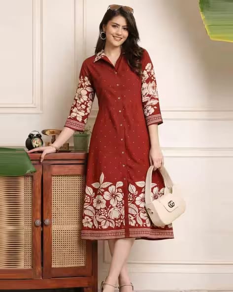 Indie Picks Floral Print A-Line Dress AJIO sale