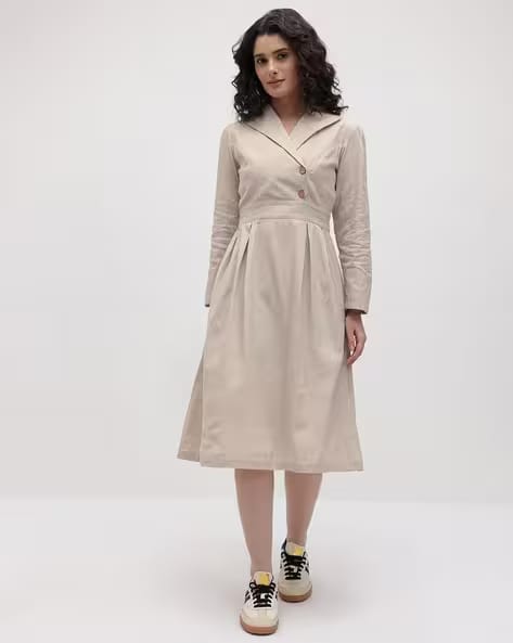 COTTINFAB Women A-line Midi Dress AJIO sale