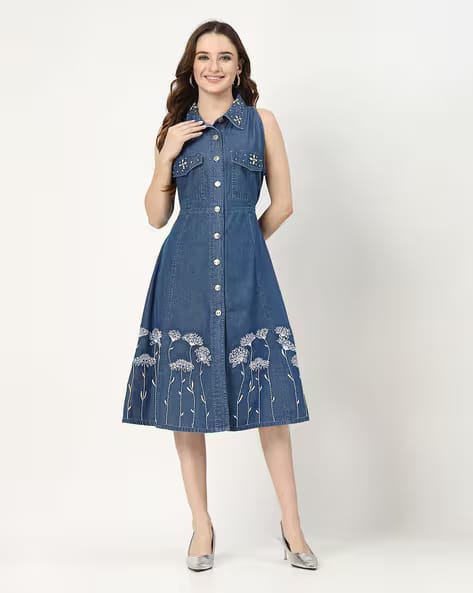 COSMIC TRIO Women Embroidery Midi Length Dress AJIO sale