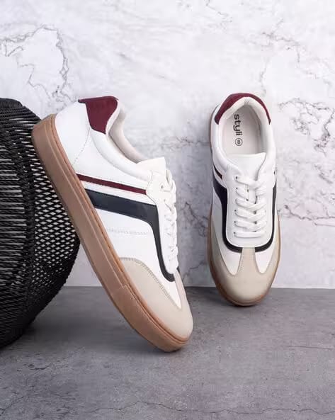 Styli Men Colorblock Rubber Sole Lace Up Sneakers AJIO sale