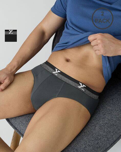 XYXX Men Pack of 2 Typographic Print Briefs with Elasticated Waistband AJIO sale