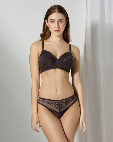Bodyline Lingerie Lace Bra & Panty Set AJIO sale