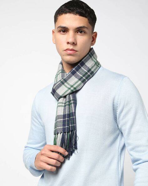 YOUSTA Men Checked Knitted Muffler with Fringes AJIO sale