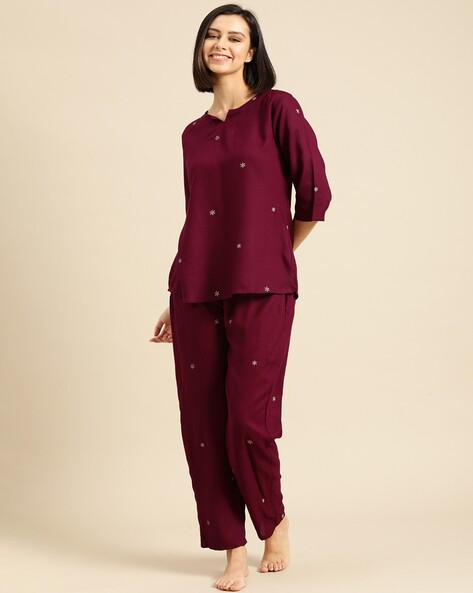 ICHAA Floral Print To & Pyjamas Set AJIO sale