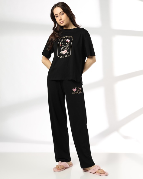 RIO Women Hello Kitty Print T-Shirt & Pyjamas Set AJIO sale