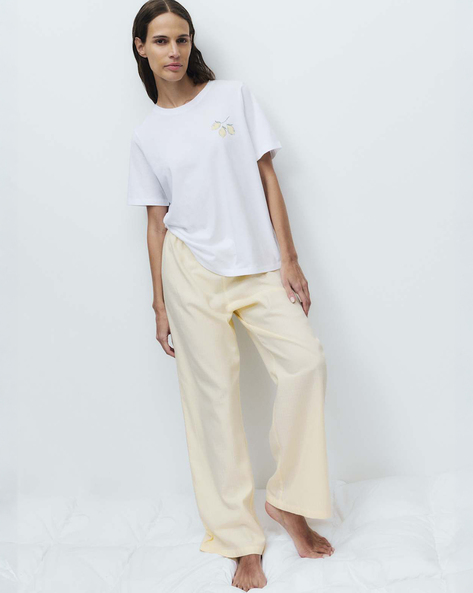 Marks & Spencer Women Typographic Print T-Shirt & Pyjamas Set AJIO sale