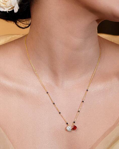 Rubans Women Gold-Plated Beaded Dual Drop Mangalsutra AJIO sale