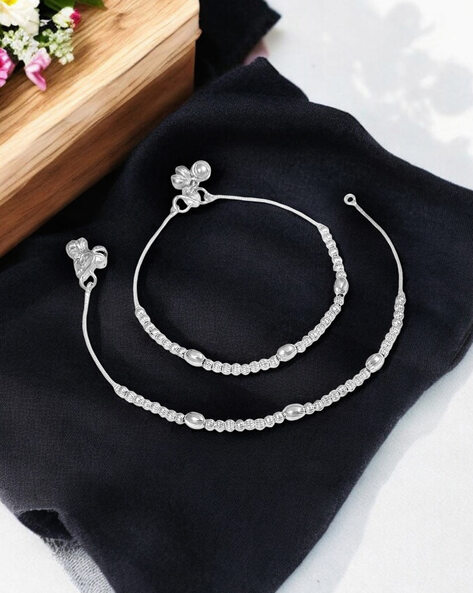 Joy of Jewels Women Sliver-Plated Beaded Anklets AJIO sale