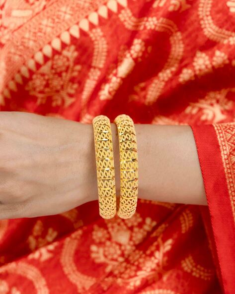 Zeraki Jewels Set Of 2 Gold-Plated Bangles AJIO sale
