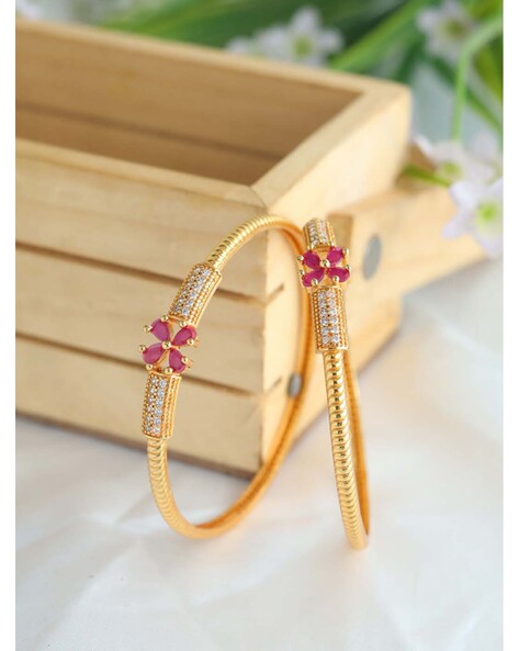 Zeraki Jewels Set of 2 Women Gold Plated Bangles AJIO sale