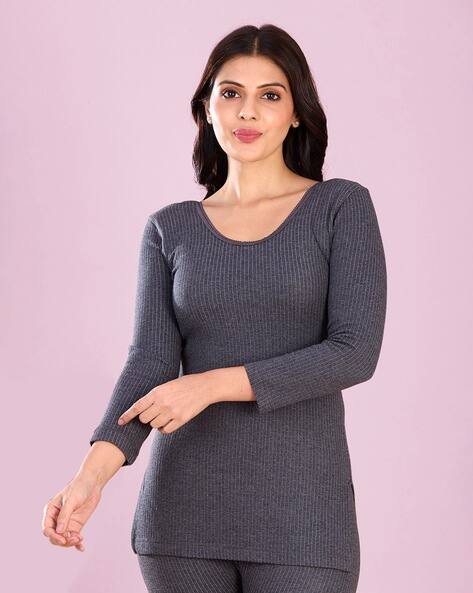 LUX INFERNO Women Ribbed Thermal Top AJIO sale