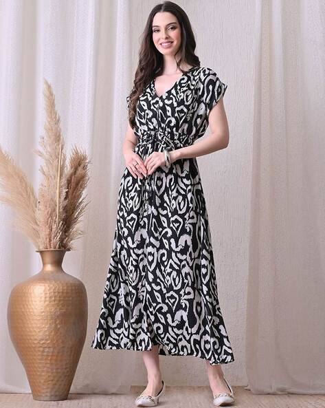 IKONIC KLAER Women Printed V-Neck Kaftan Dress AJIO sale