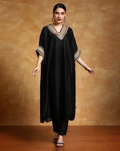 SVARAA Women Embroidered Kaftan Kurta Set AJIO sale
