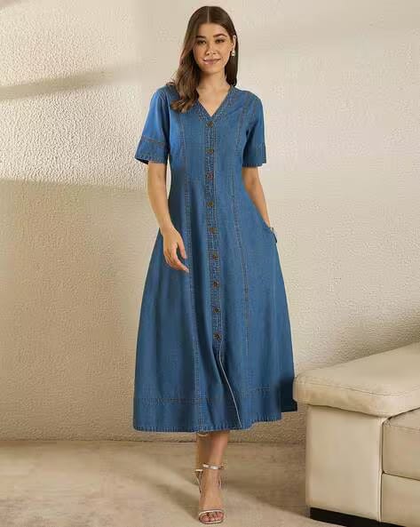 ORCHID BLUES Women V-Neck A-Line Dress AJIO sale