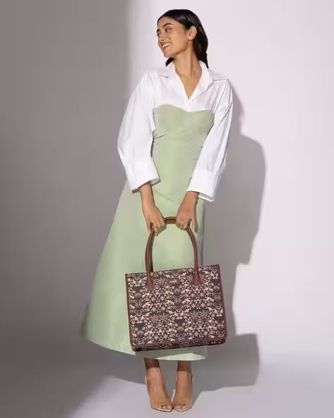 Zouk Women Foldable Gusset Tote Handbag AJIO sale