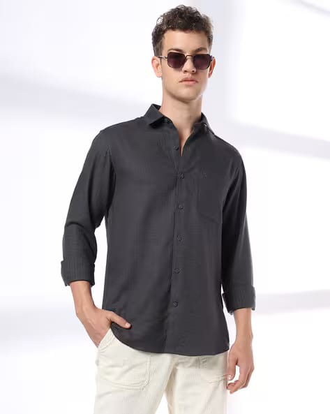 JOHN PLAYERS Men Slim Fit Shirt with Patch Pocket AJIO sale