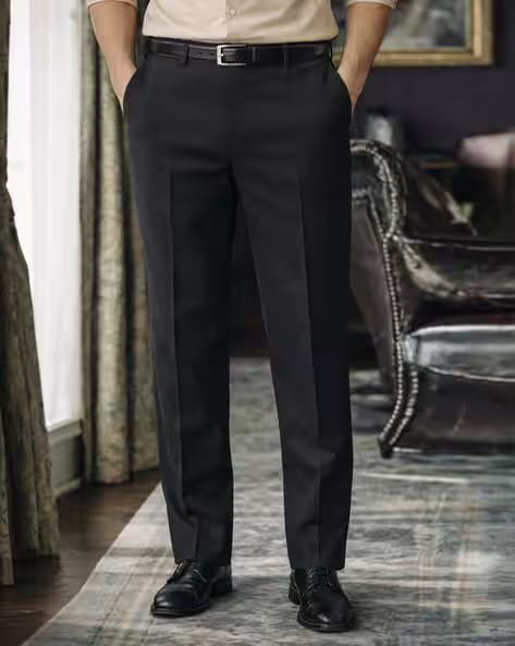 LOUIS PHILIPPE Men Slim Fit Flat-Front Trousers AJIO sale