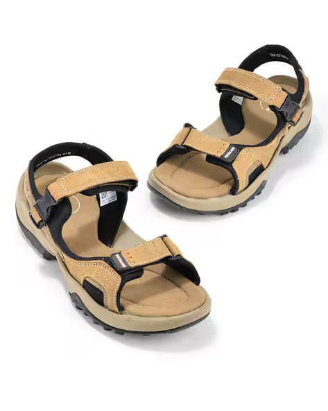 WOODLAND Men Double-Strap Sandals with Velcro Fastening AJIO sale