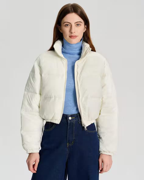 KOTTY Women Quilted Zip-Front Bomber Jacket AJIO sale