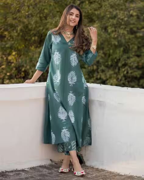 MYRIE Women Floral Straight Kurta Set AJIO sale