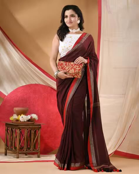 Desh Bidesh Women Saree with Contrast Zari Border AJIO sale