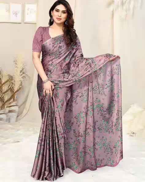 SVARAA Floral Print Saree with Running Blouse Piece AJIO sale