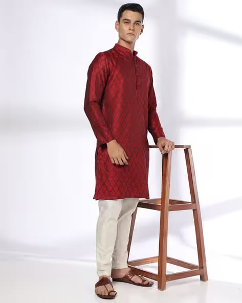 NETPLAY Men Baroque Woven Slim Fit Kurta AJIO sale