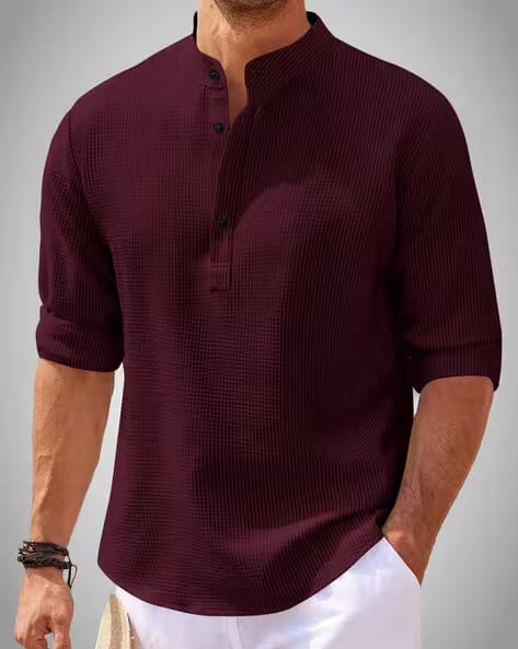 Hoodler Men Ribbed Regular Fit Short Kurta AJIO sale