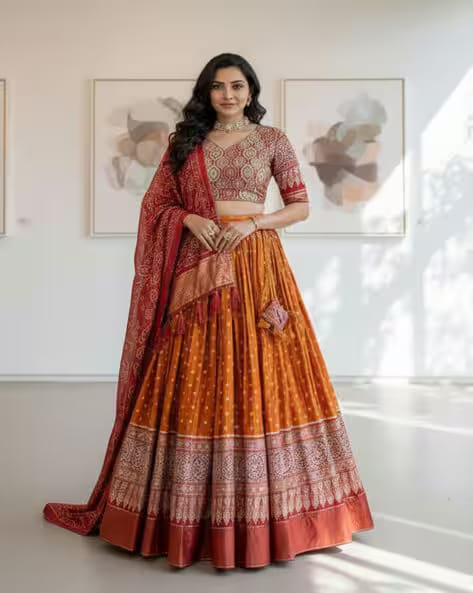Dream Crushers Women Printed 3-Piece Lehenga Choli Set AJIO sale