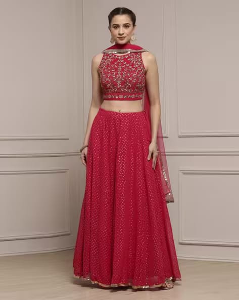 Biba Women Embroidered Flared Lehenga and Choli with Dupatta AJIO sale