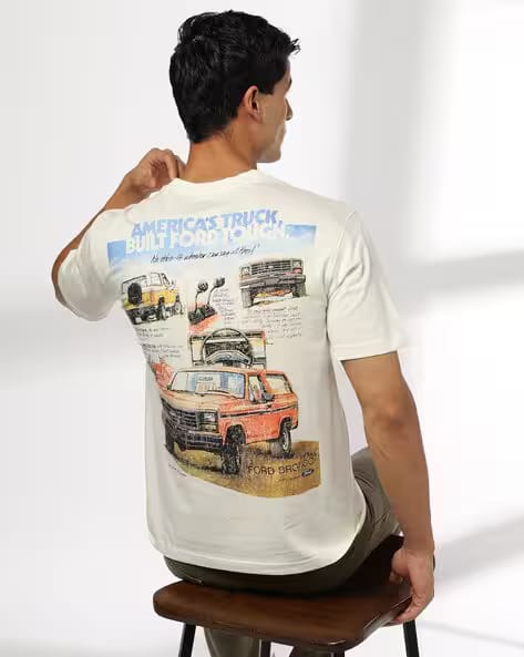 DNMX Men Typographic Print Relaxed Fit Crew-Neck T-Shirt AJIO sale