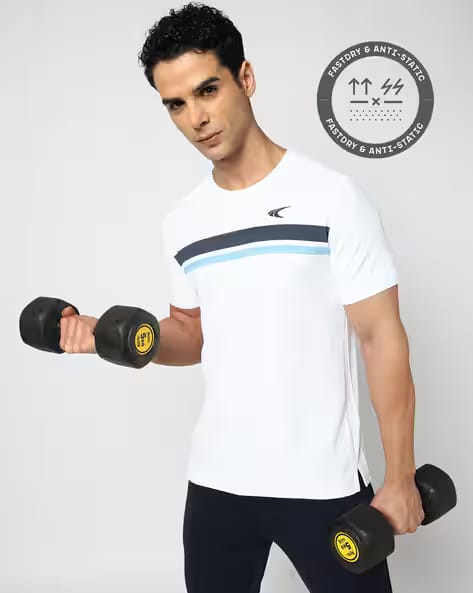 Performax Men Active Lifestyle Striped Crew-Neck T-Shirt AJIO sale