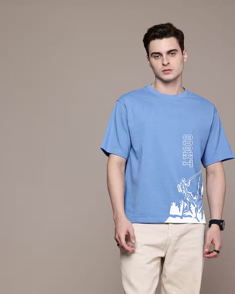 Buda Jeans Co Men Graphic Print Oversized Crew-Neck T-Shirt AJIO sale