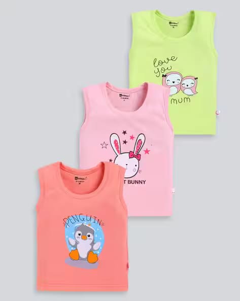 MOON KIDS Pack of 3 Graphic Print Vests AJIO sale
