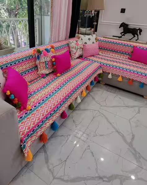 Throw Pillow L-shaped 3 Seater with Lounger Sofa Cover Set AJIO sale