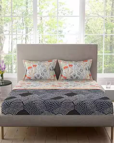STELLAR HOME Printed Queen-Size Bedsheet with Pillow Covers AJIO sale
