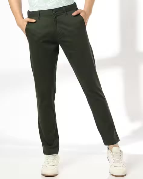 NETPLAY Men Slim Fit Flat-Front Trousers AJIO sale