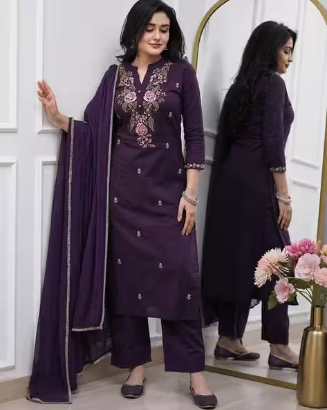 Kiana House Of Fashion Women Embroidered Straight Kurta Set AJIO sale