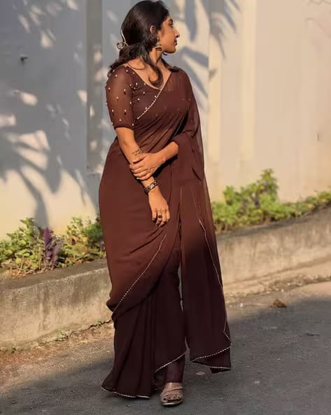 Indie Picks Printed Linen Cotton Saree AJIO sale