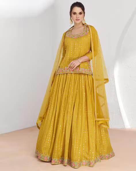 MISS ETHNIK Women Embroidered Flared Lehenga Choli Set with Dupatta AJIO sale