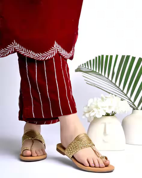 Shoetopia Women Braided Slip-On Toe-Ring Sandals AJIO sale