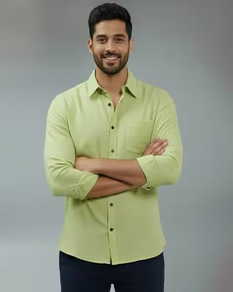 KNOWTED Men Slim Fit Spread Cotton Shirt AJIO sale