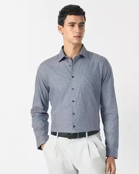 VAN HEUSEN Men Checked Slim Fit Shirt AJIO sale