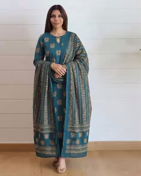 MYRIE Women Printed Straight Kurta Set AJIO sale