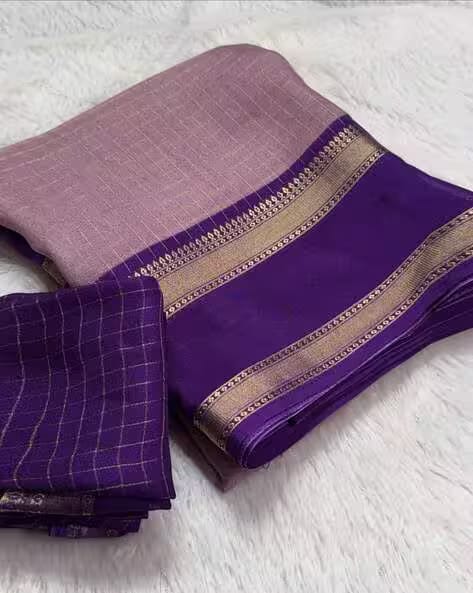 Indie Picks Maratha Inspired Soft Silk Check Saree with Blouse Piece AJIO sale