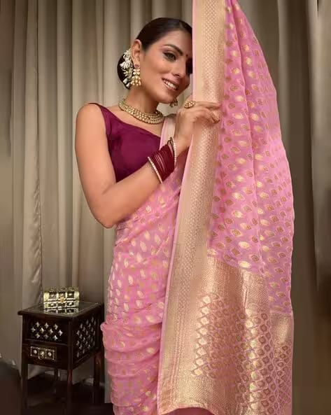 Indie Picks Women Banarasi Silk Traditional Saree AJIO sale