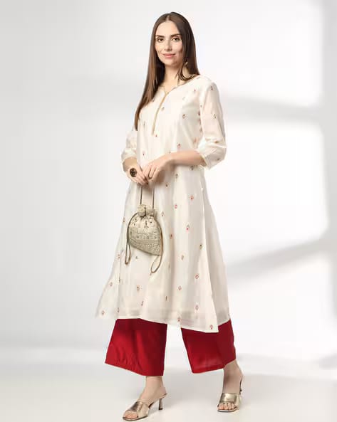 AVAASA SET Women Embroidered Flared Kurta & Palazzos Set AJIO sale
