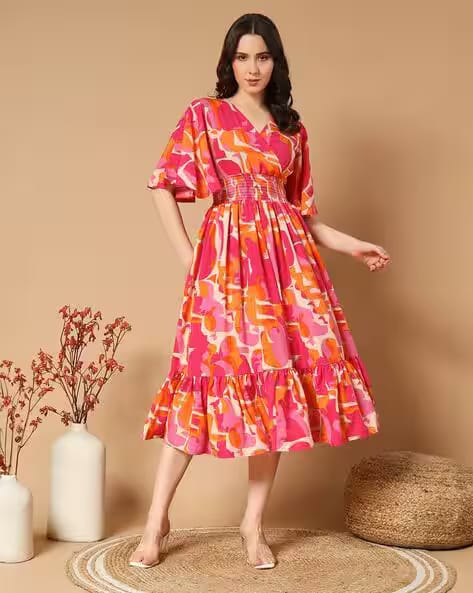 ZWERLON X AG Women Floral Print Tiered Dress AJIO sale